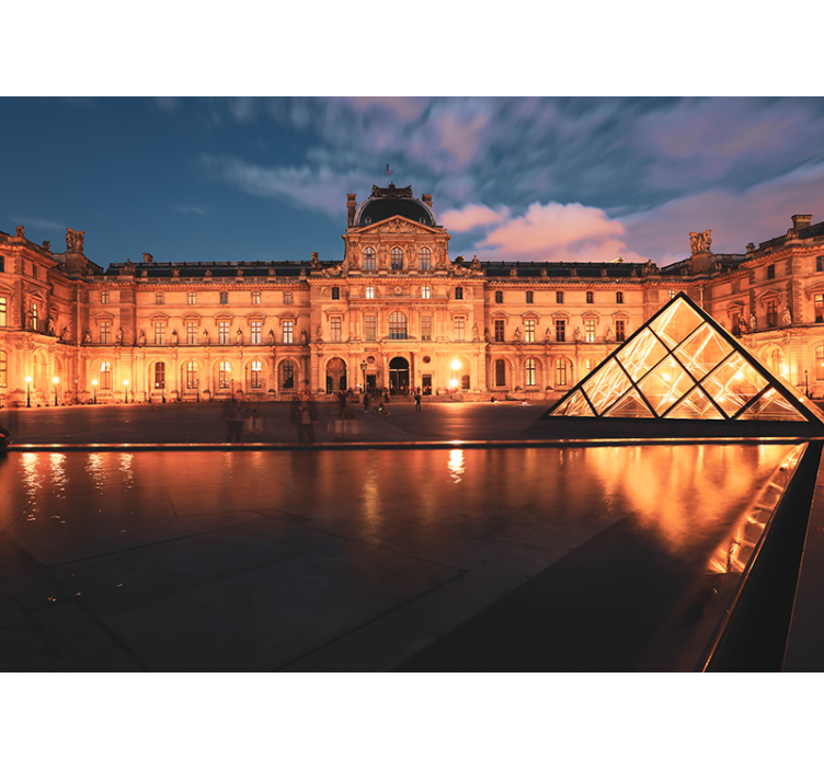 Fototapet de oraș piramida louvre noaptea - TenStickers