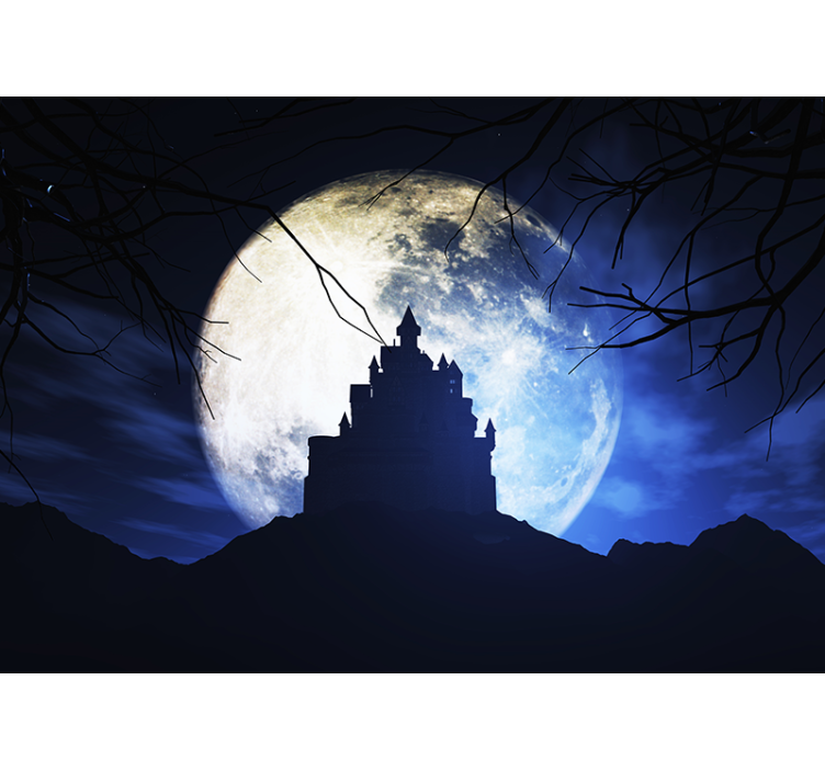 Fototapet de fantezie castel luminat de lună - TenStickers