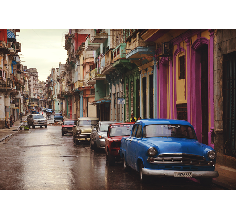 Fototapet de oraș scenă stradală din havana - TenStickers