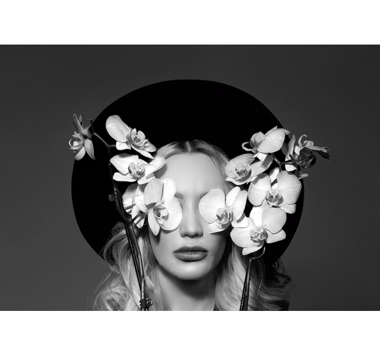 Murală de femeie cu pălărie de flori artă clasică - TenStickers