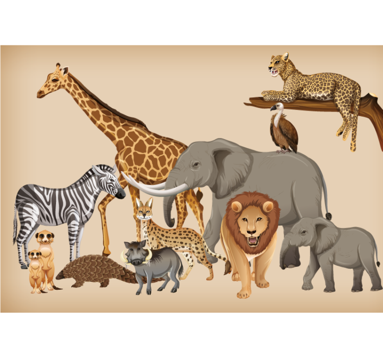 Fototapet animale colecția faunei din savana - TenStickers