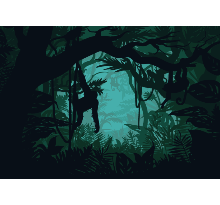 Tapet junglă peisaj vibrant al junglei - TenStickers