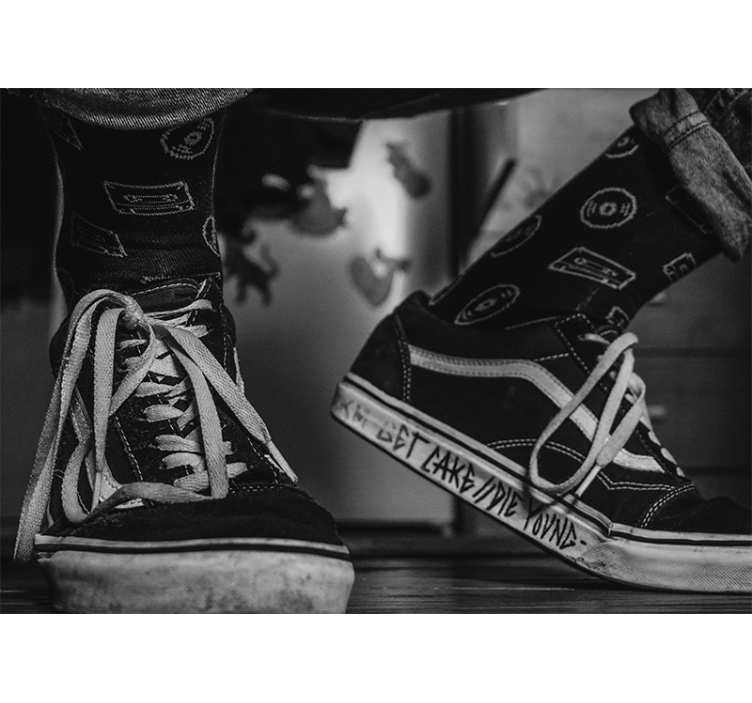 Fototapet muzică șosete cu casetă audio - TenStickers