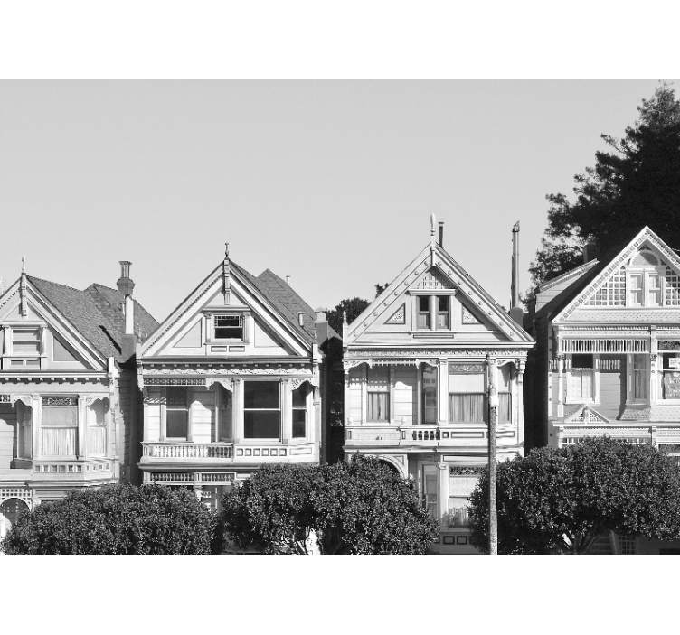 San francisco case murale de perete alb-negru - TenStickers