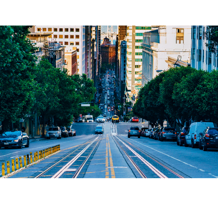 Fototapet de oraș vedere urbană pe stradă - TenStickers