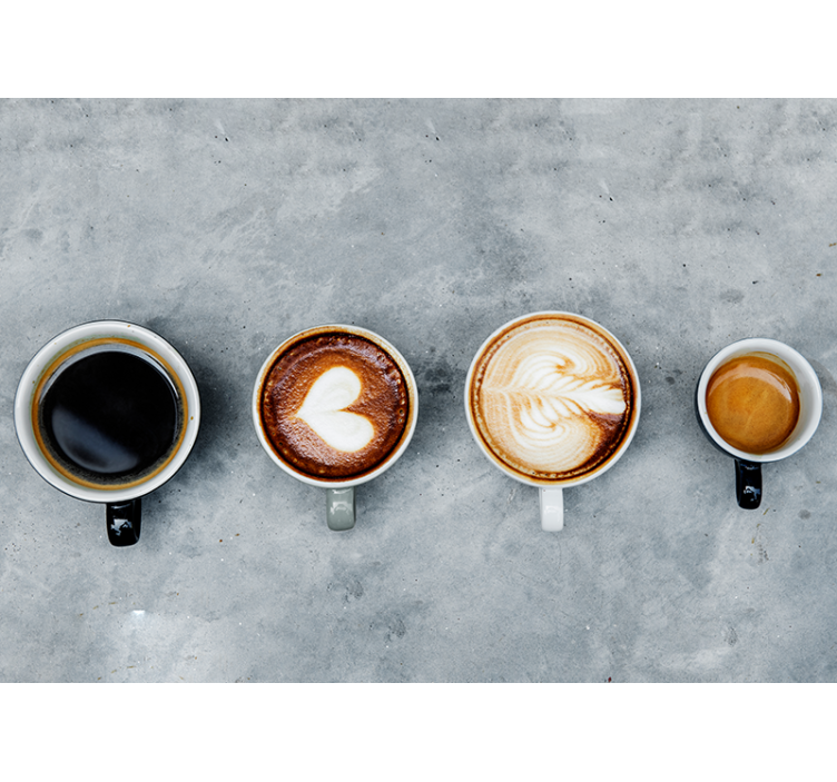 Murală de perete cu patru cafele diferite - TenStickers