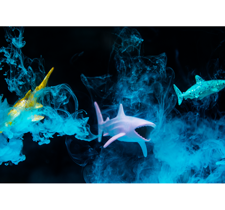 Fototapet animale ilustrație colorată cu rechini - TenStickers