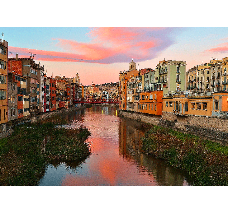 Fototapet de oraș apus la râul girona - TenStickers