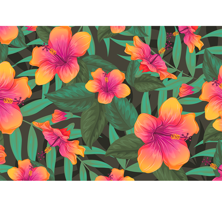 Fototapet cu flori înflorește hibiscus vibrant - TenStickers