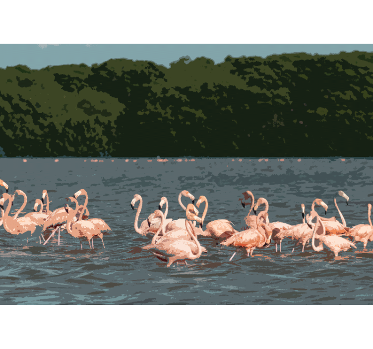 Fototapet animale adunarea flamingo-urilor - TenStickers