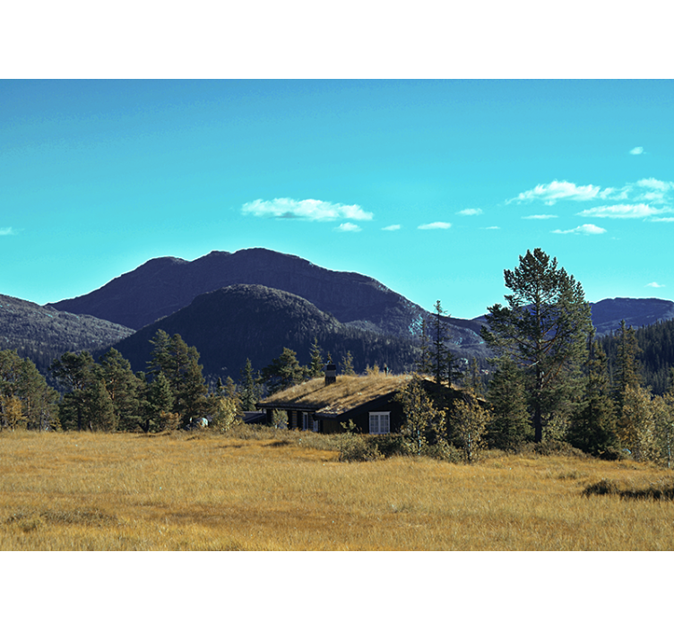 Fototapet peisaje cabana de munte retreat - TenStickers