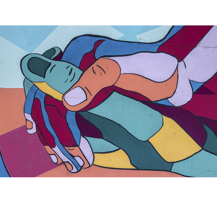 Fototapet dragoste Îmbrățișare colorată cu mâini - TenStickers