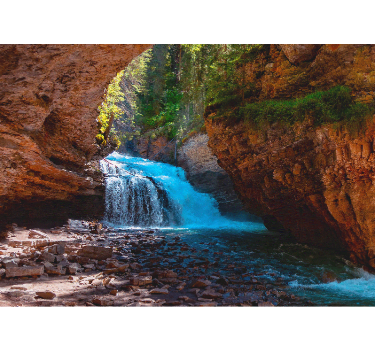 Muntele fototapet vedere cu cascade curgătoare - TenStickers