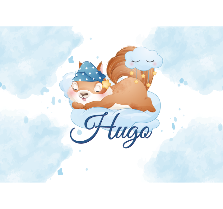 Bebeluș fototapet visuri cu veverițe somnoroase - TenStickers