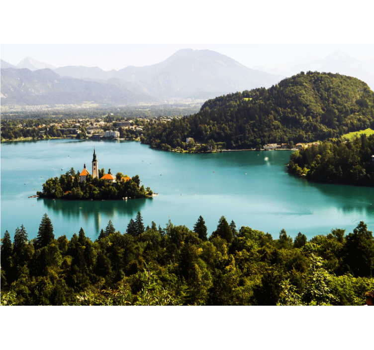 Fototapet peisaje insula de pe lacul bled - TenStickers