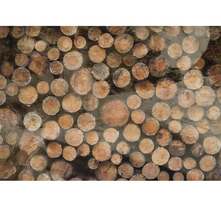 Picturi murale de textură și model aranjament din bușteni - TenStickers