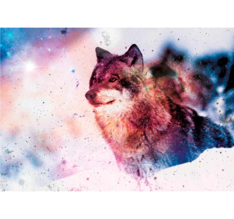Fototapet animale lup cosmic singuratic - TenStickers