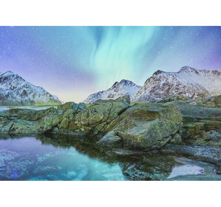 Fototapet peisaje reflexie aurora boreală - TenStickers