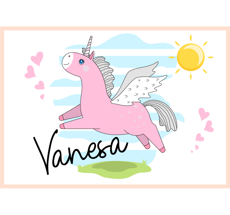 Fototapet dragoste aventură cu unicorni roz - TenStickers