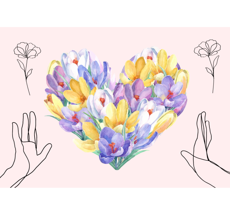 Fototapet design cu flori de crocus inimă - TenStickers