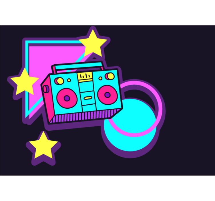 Fototapet muzică elemente retro boombox - TenStickers