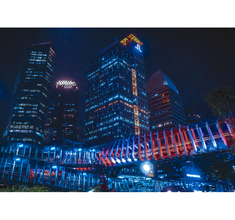 Fototapet de oraș peisaj urban modern noaptea - TenStickers