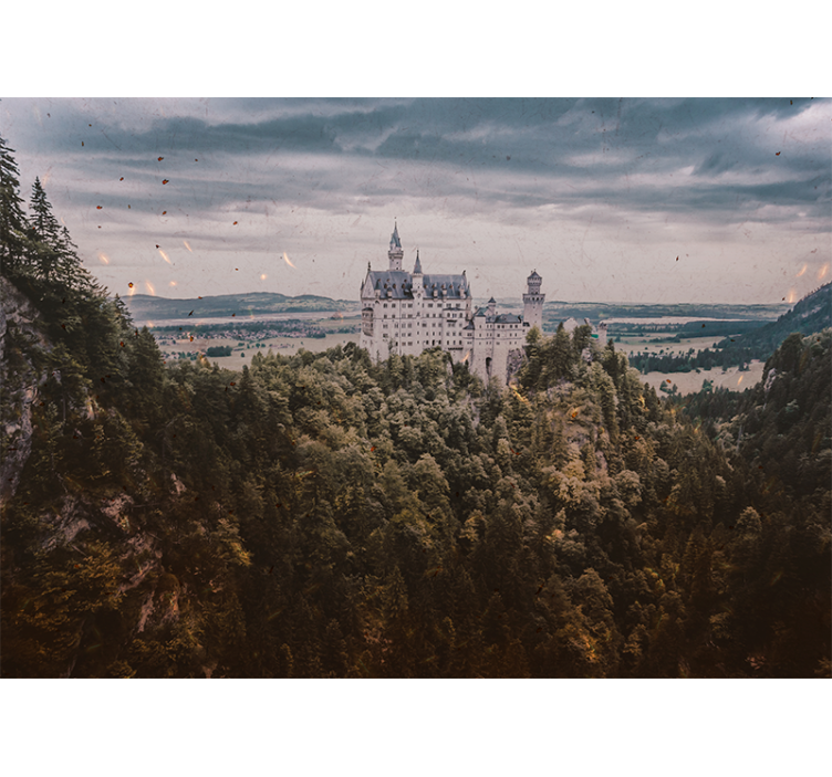 Fototapet peisaje castel pe munte - TenStickers