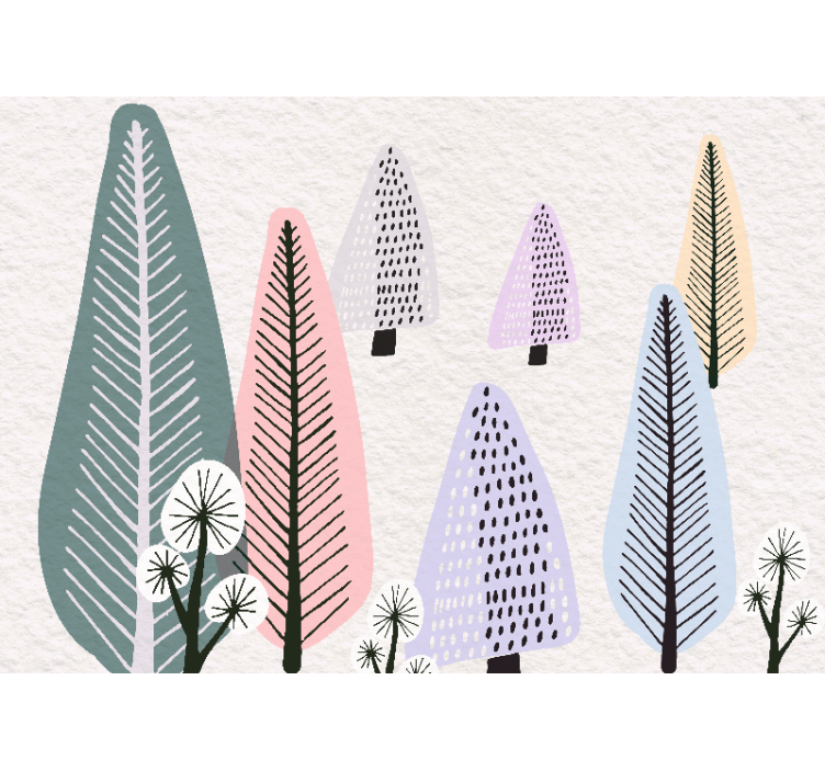 Arbori fototapet cu motive ornamentale de frunze - TenStickers