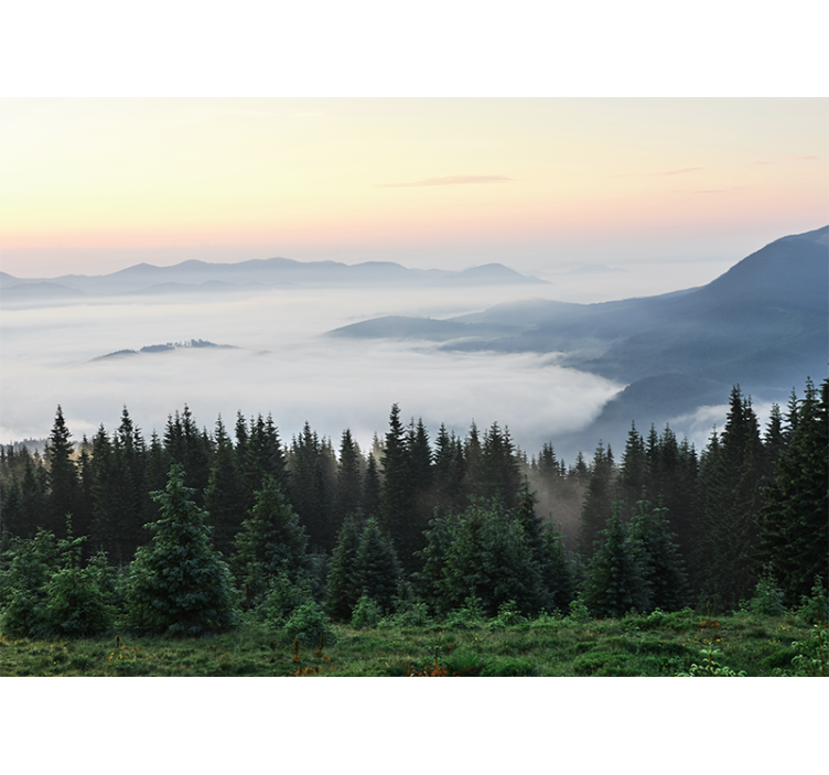 Fototapet peisaje vedere liniștită de munte - TenStickers