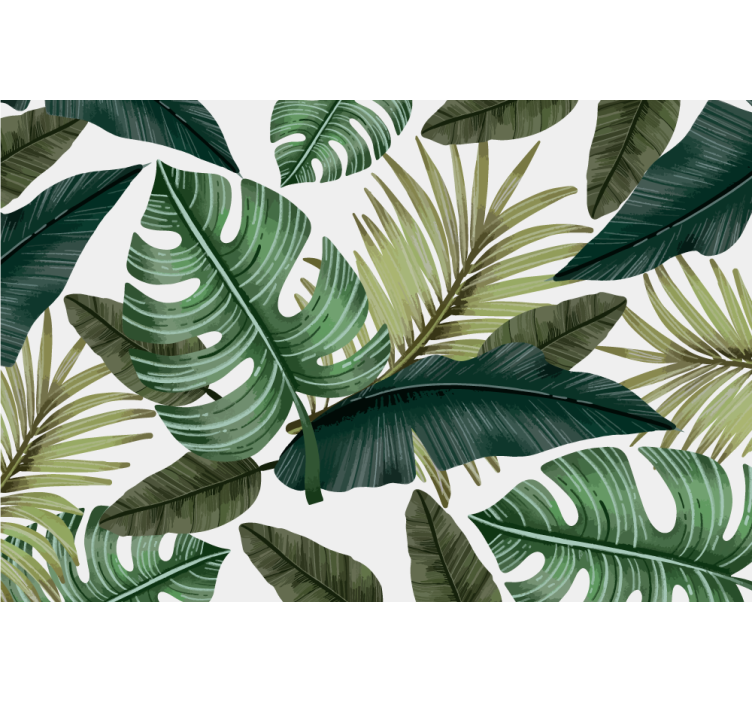 Fototapet sufragerie frunze de monstera în alb - TenStickers