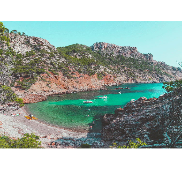 Frumoasa plaja cu pietre murale mallorca - TenStickers