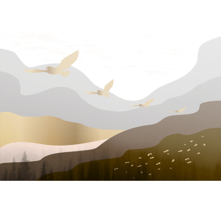 Fototapet natura siluete de păsări zburătoare - TenStickers