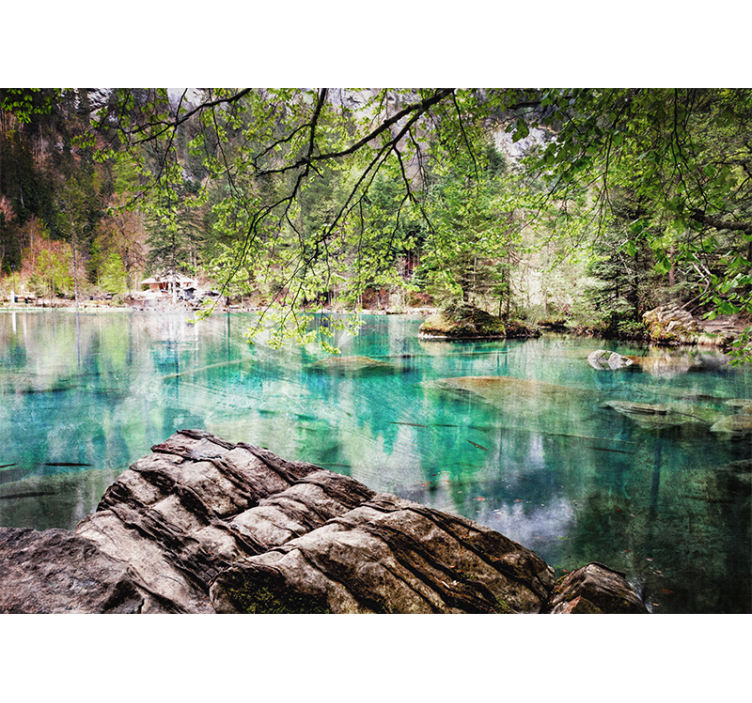 Lacuri fototapet Lac și copaci în timpul zilei - TenStickers