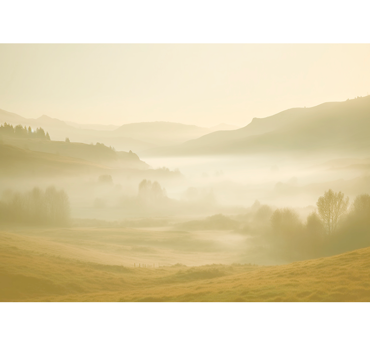 Muntele Fototapet vederi bej și cețoase - TenStickers