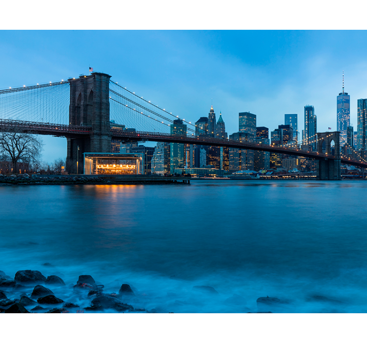 Fototapet New York peisajul nocturn de podul brooklyn - TenStickers