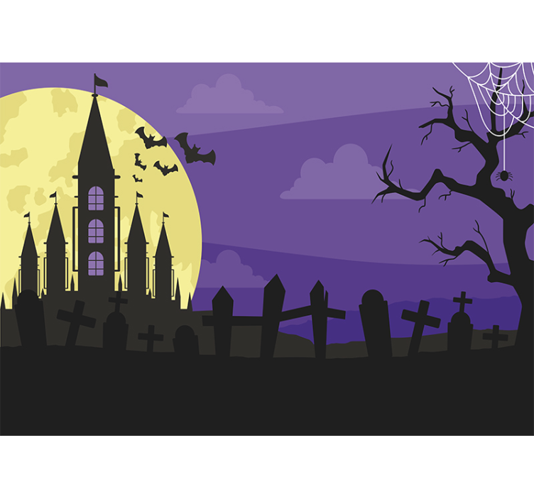 Fototapet halloween peisaj castel Înfricoșător - TenStickers