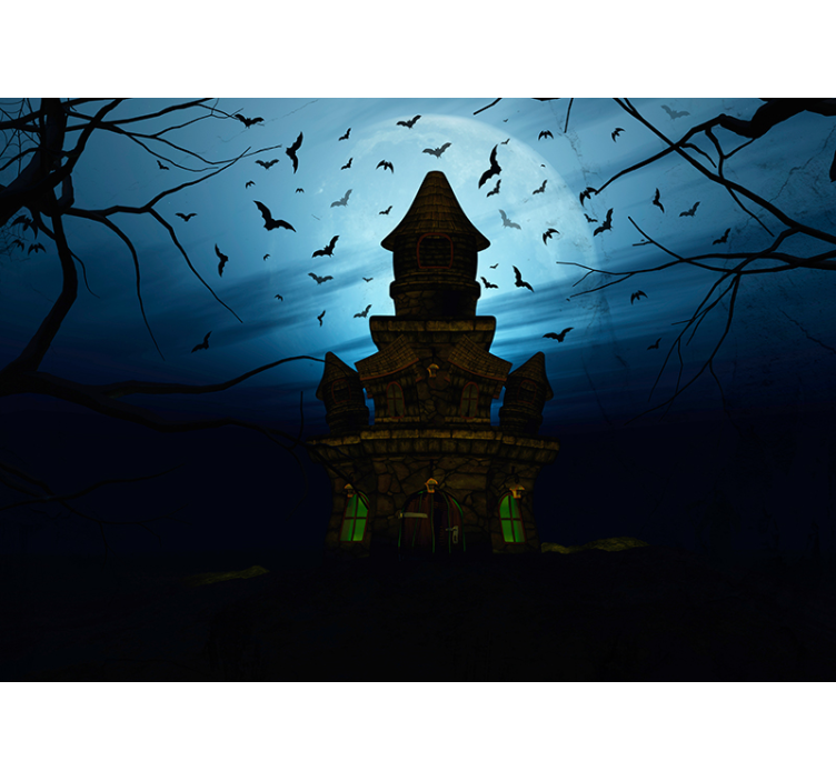 Fototapet halloween silueta castel bântuit - TenStickers