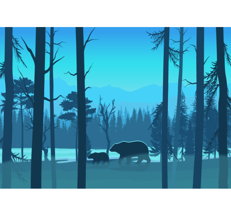 Murală pentru copii munți și urși - TenStickers