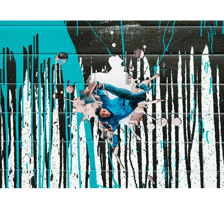 Fototapet artă urbană skater dinamic în acțiune - TenStickers