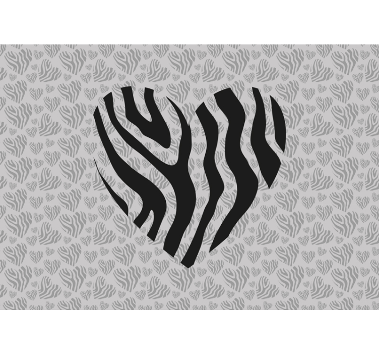 Zebra animal print inimă wallmural romantic - TenStickers
