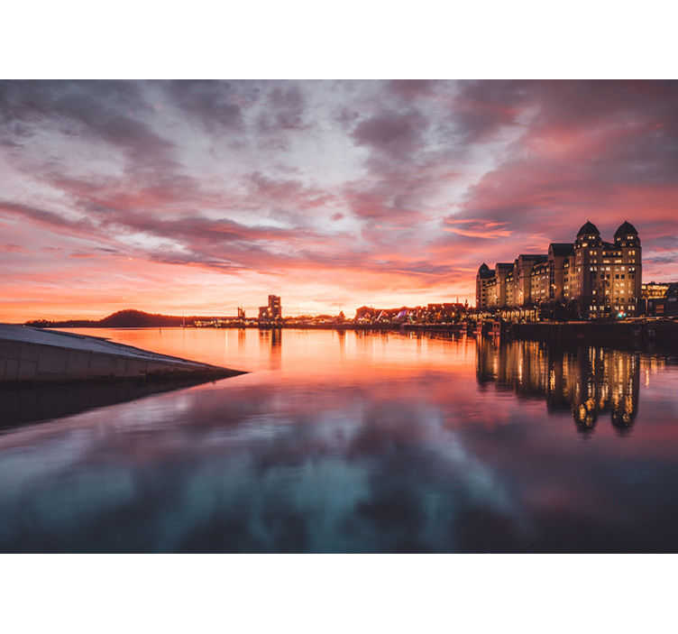 Murale de perete case colorate din oslo noaptea - TenStickers