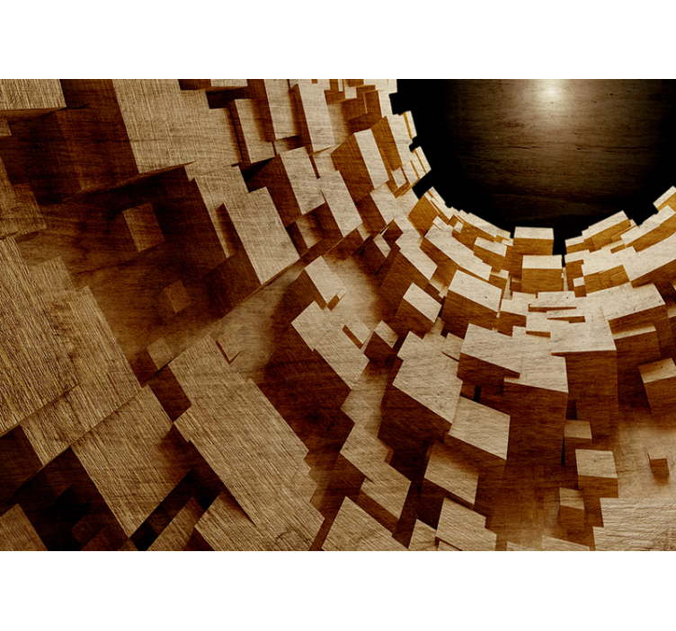 Murala de perete cu efect 3d tunel din lemn - TenStickers
