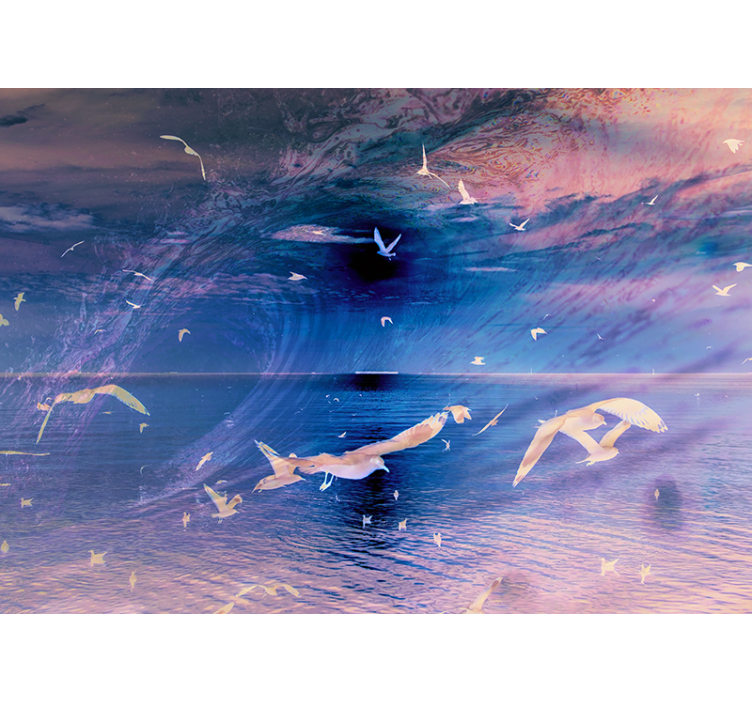 Fototapet natura pescăruși la apus - TenStickers