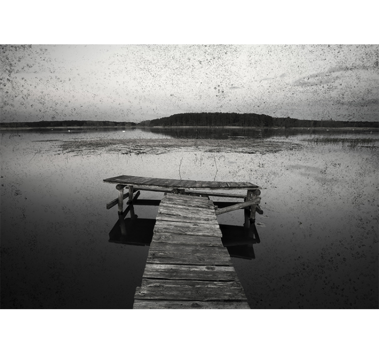 Fototapet 3d pod vechi de lemn alb-negru - TenStickers