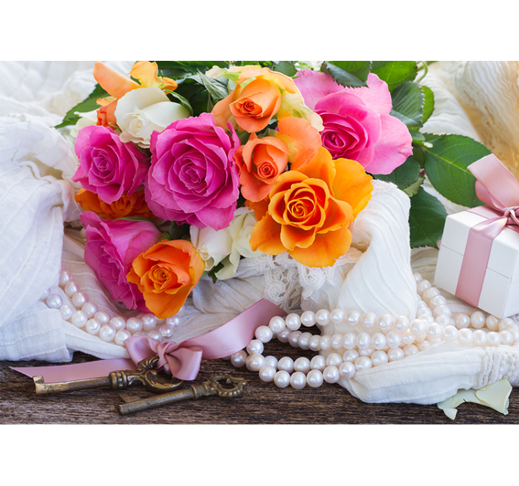 Fototapet cu flori aranjament de buchet de trandafiri - TenStickers