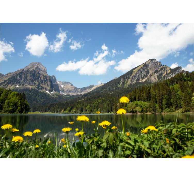 Fototapet peisaje vedere lac montan - TenStickers