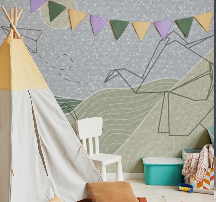 Fototapet pentru copii design cu elefanți japonezi - TenStickers