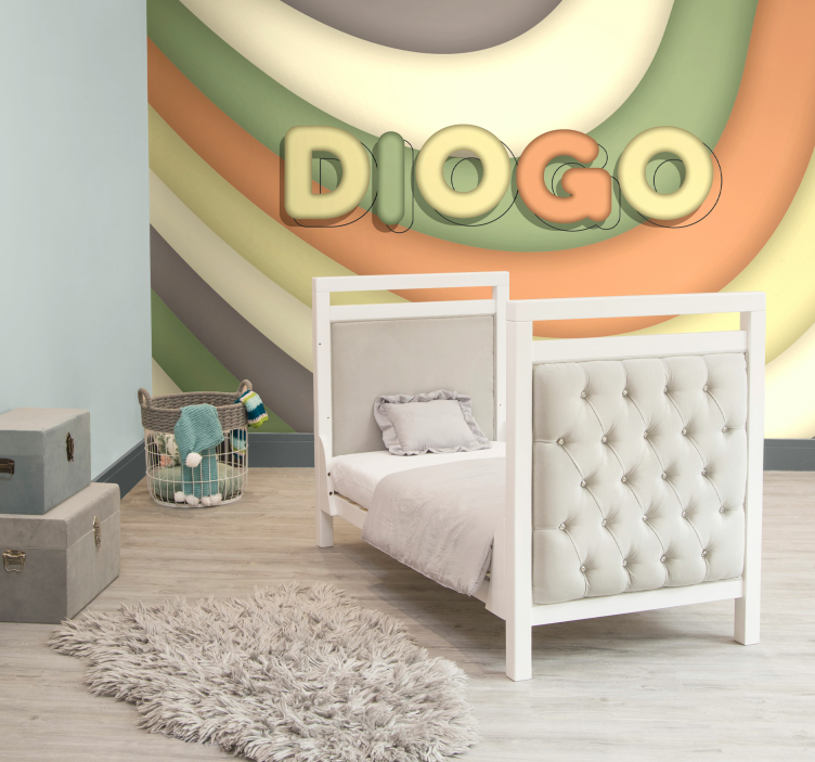 Fototapet pentru copii dungi curbate cu nume - TenStickers