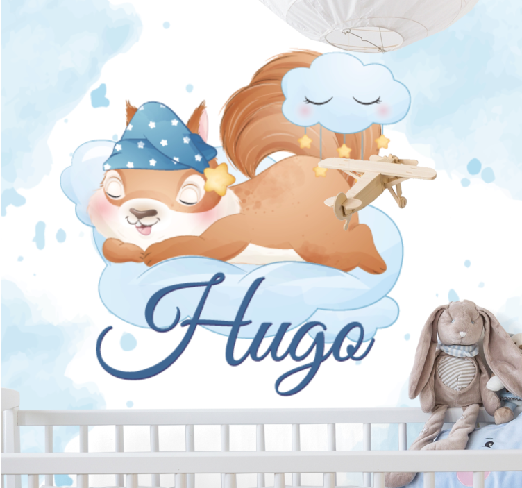 Bebeluș fototapet visuri cu veverițe somnoroase - TenStickers