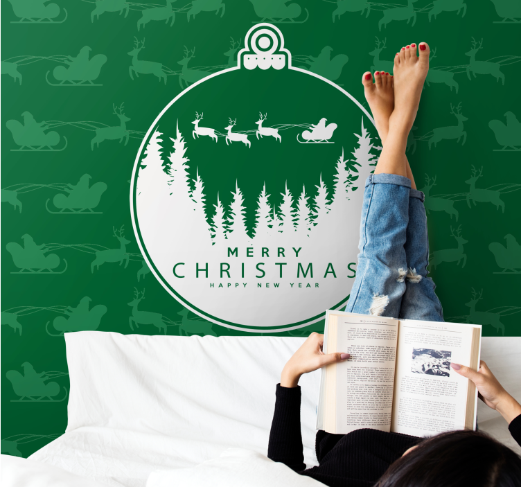 Crăciun fototapet peisaj de iarnă vesel - TenStickers